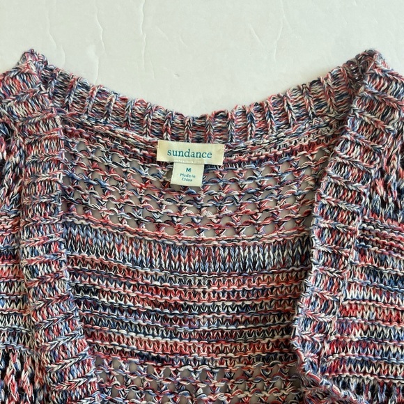 Sundance Open Hang Long Sweater Short Sleeve Size Medium Pink Blue Red - Picture 4 of 7